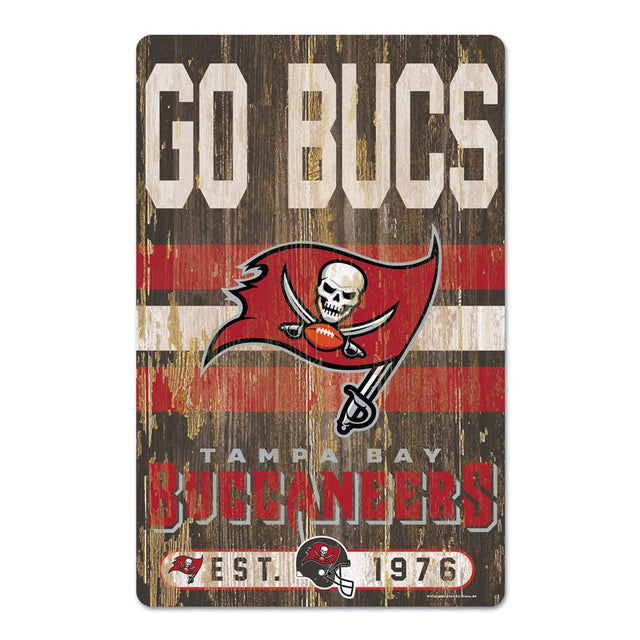 Letrero de madera de 11 x 17 de los Tampa Bay Buccaneers con diseño de eslogan