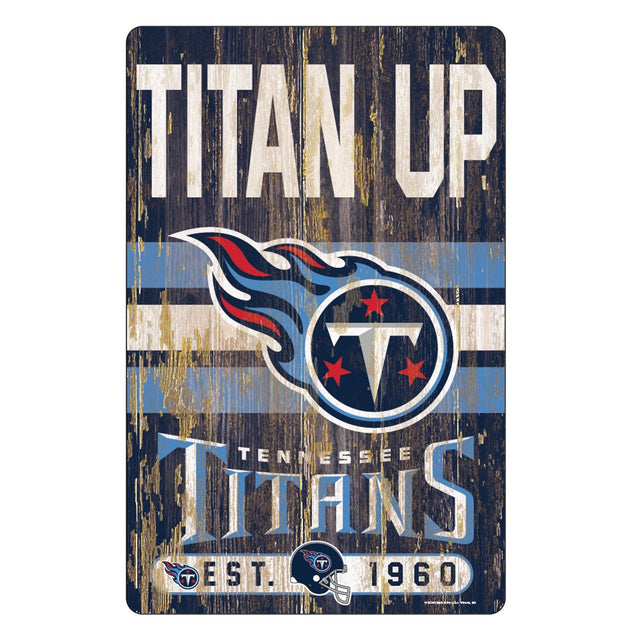 Letrero de madera de 11 x 17 de los Tennessee Titans con diseño de eslogan