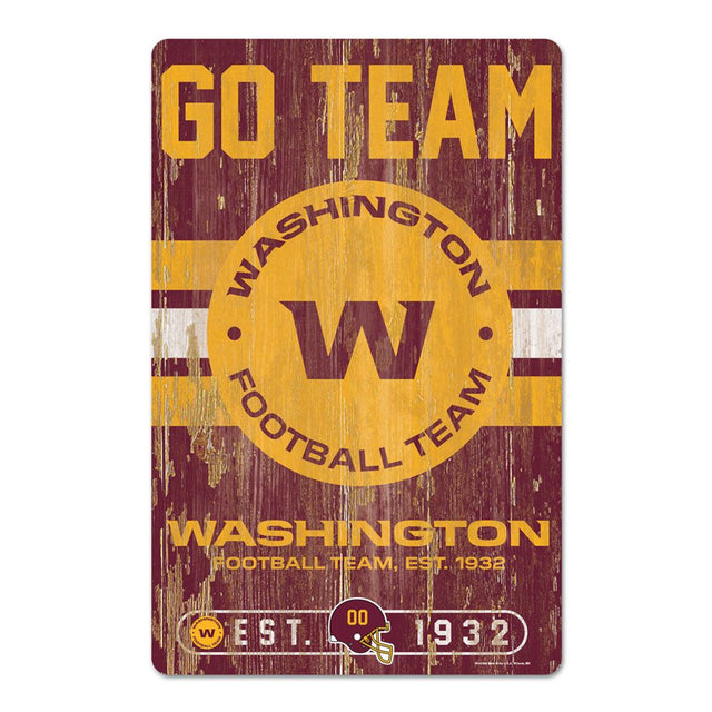 Letrero de madera de 11 x 17 del equipo de fútbol de Washington con diseño de eslogan