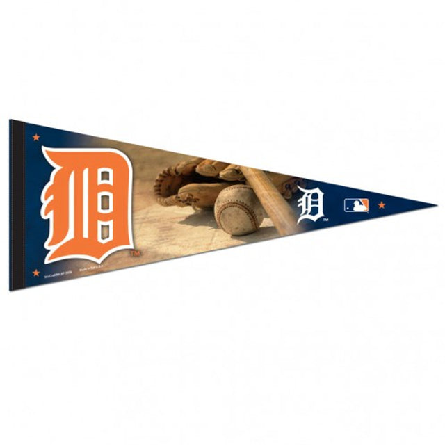 Banderín de los Tigres de Detroit, diseño de pelota y guante de estilo premium de 12 x 30 pulgadas