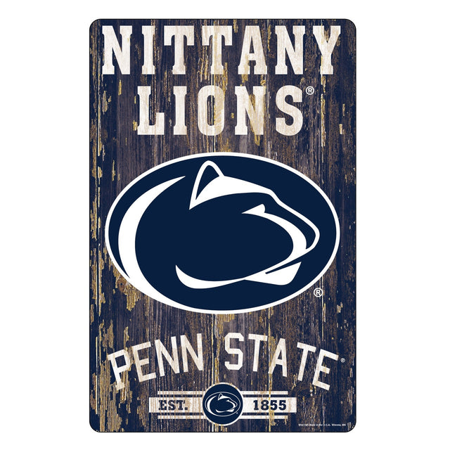 Letrero de madera de 11 x 17 de los Penn State Nittany Lions con diseño de eslogan