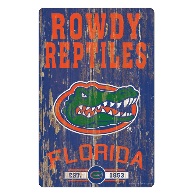 Letrero de madera de 11 x 17 de los Florida Gators con diseño de eslogan