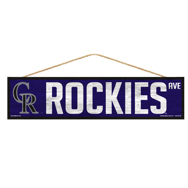 Letrero de los Colorado Rockies de 4 x 17 pulgadas con diseño de Wood Avenue