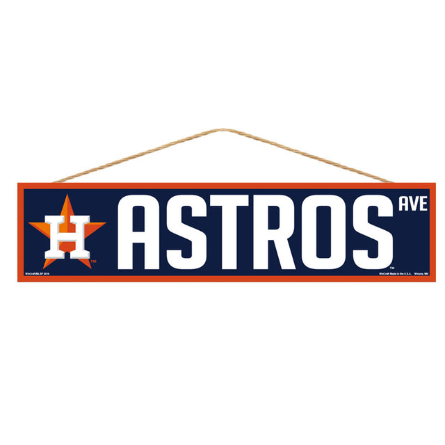 Letrero de los Houston Astros de 4 x 17 pulgadas con diseño de Wood Avenue