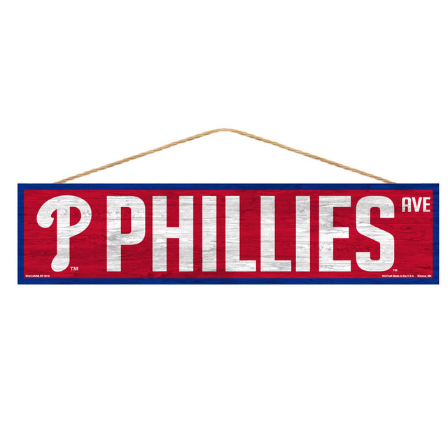 Letrero de los Phillies de Filadelfia de 4 x 17 pulgadas con diseño de Wood Avenue