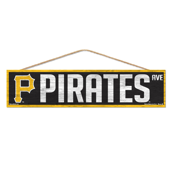 Letrero de los Piratas de Pittsburgh de 4 x 17 pulgadas con diseño de Wood Avenue