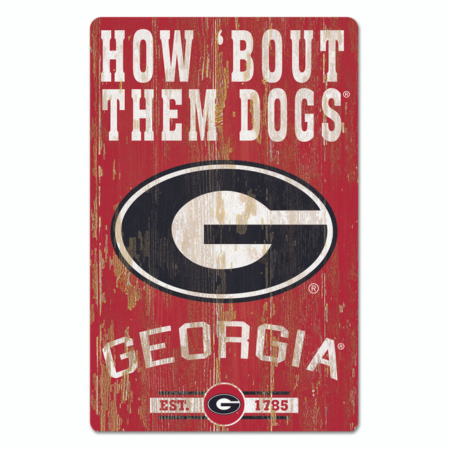 Georgia Bulldogs Sign 11x17 Wood Slogan Design