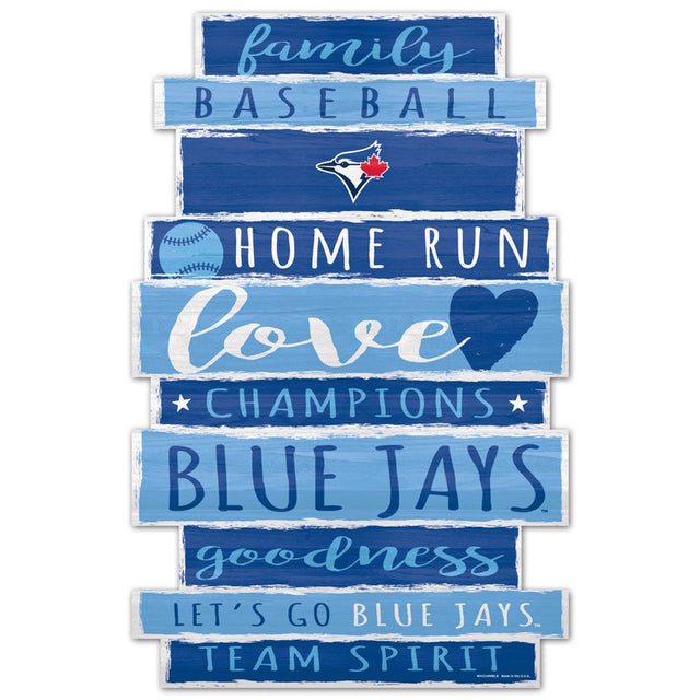 Letrero de madera de los Toronto Blue Jays de 11 x 17 con diseño de palabras familiares