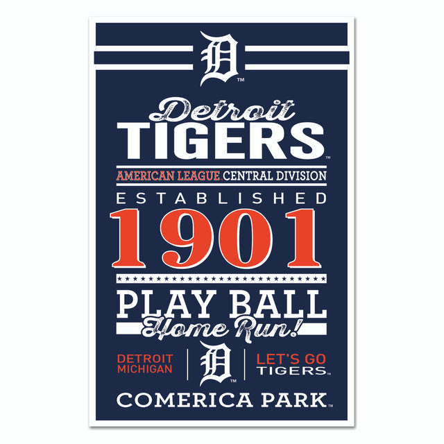 Detroit Tigers Sign 11x17 Wood Established Design