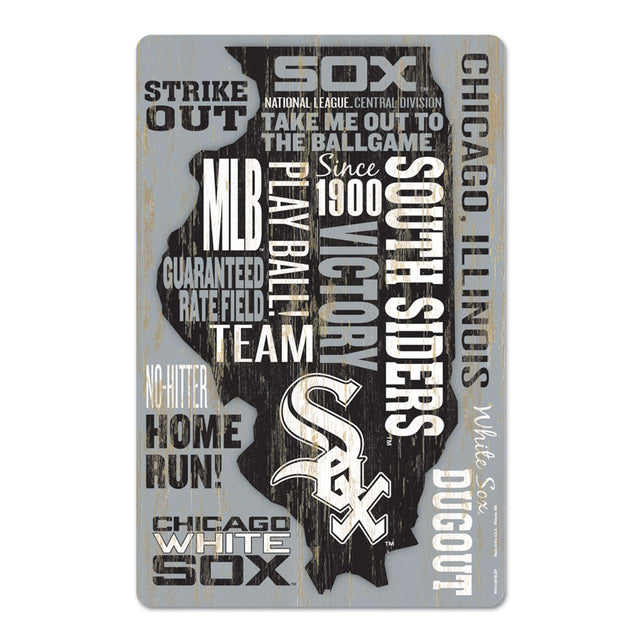 Letrero de madera de los Chicago White Sox de 11 x 17 pulgadas con diseño de texto