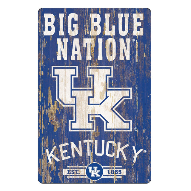 Letrero de madera de 11 x 17 de Kentucky Wildcats con diseño de eslogan