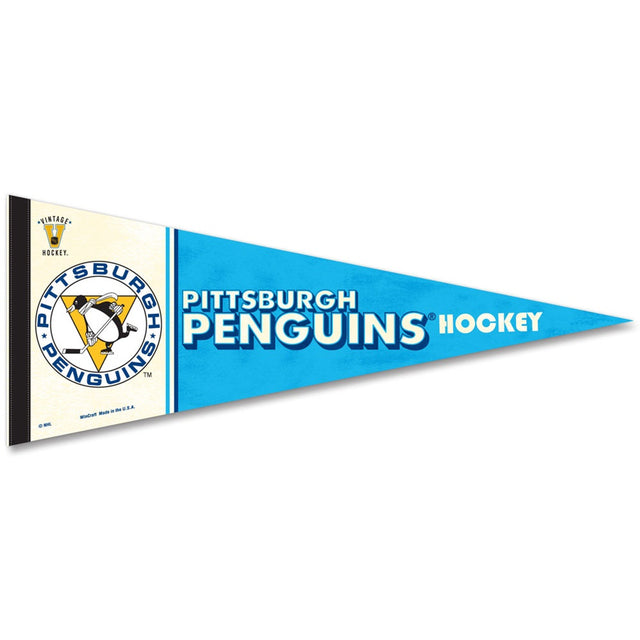 Banderín de los Pittsburgh Penguins de 12 x 30 pulgadas, estilo vintage de primera calidad