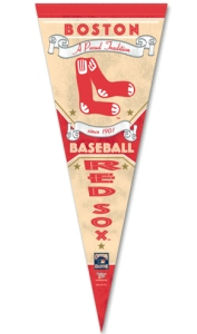 Banderín de los Boston Red Sox de 12 x 30 cm, estilo premium, diseño de Cooperstown