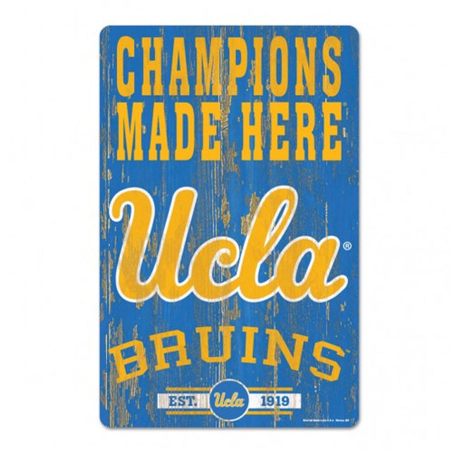 Letrero de madera de 11 x 17 de los Bruins de UCLA con diseño de eslogan