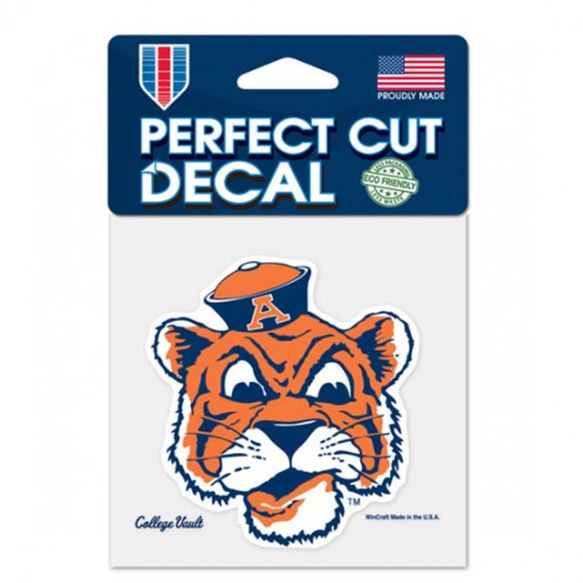 Calcomanía de Auburn Tigers 4x4 con corte perfecto y diseño de bóveda universitaria