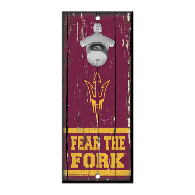 Abridor de botellas de madera de 5 x 11 pulgadas con letrero de los Arizona State Sun Devils