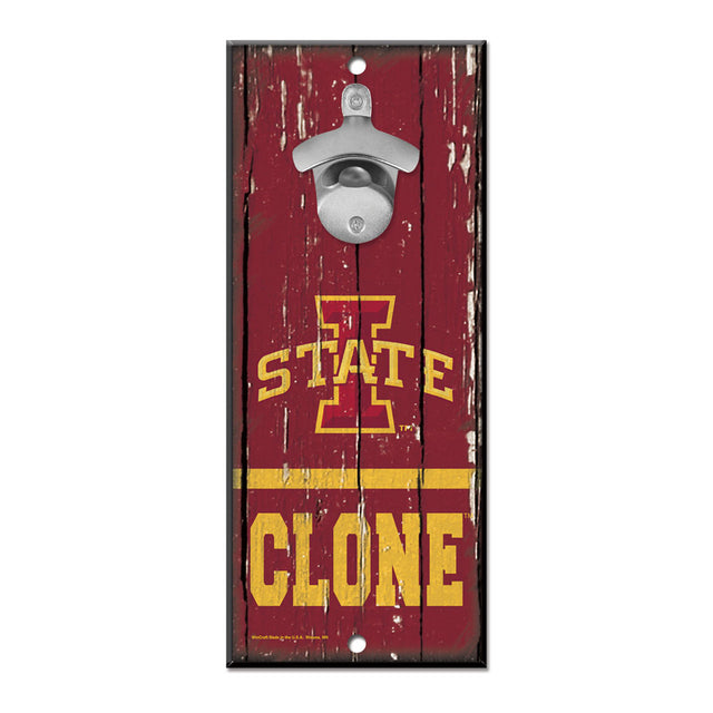 Iowa State Cyclones Sign Wood 5x11 Bottle Opener