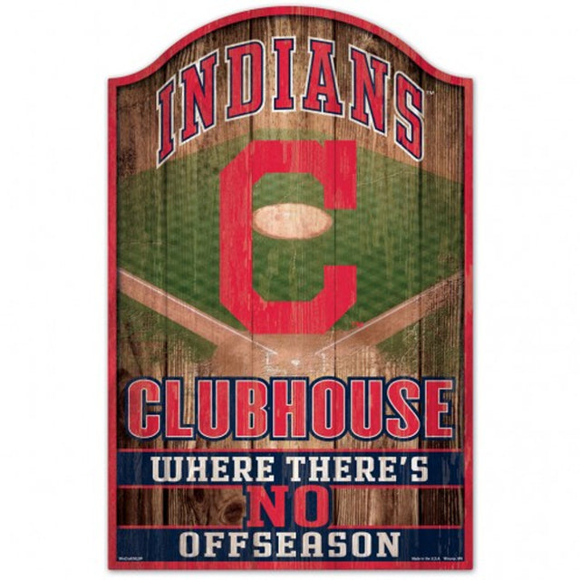 Letrero de madera de 11 x 17 de los Cleveland Indians con diseño de cueva para fanáticos