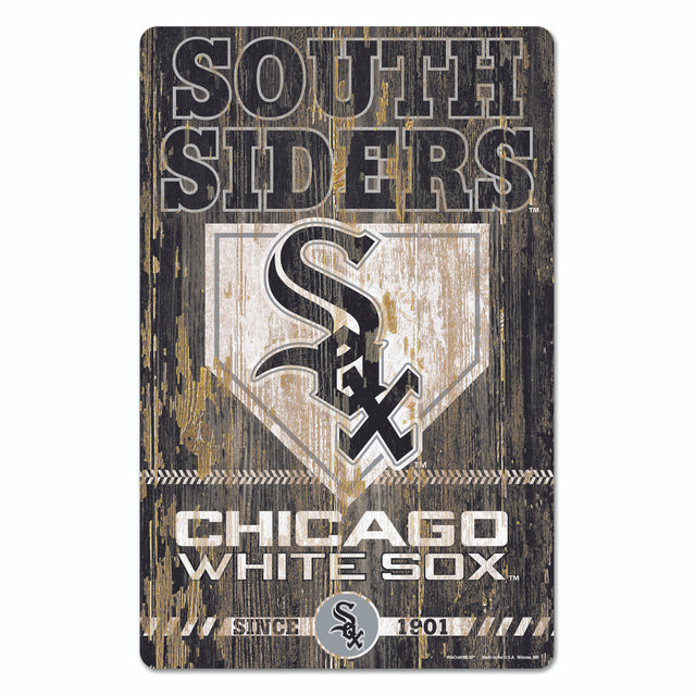 Letrero de madera de 11 x 17 de los Chicago White Sox con diseño de eslogan