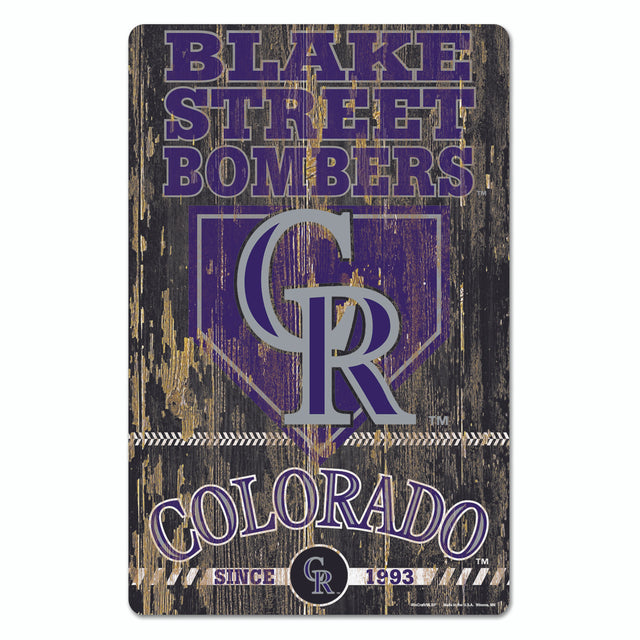 Letrero de madera de 11 x 17 de Colorado Rockies con diseño de eslogan