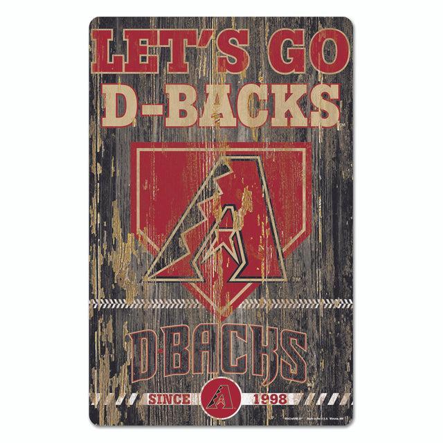 Letrero de madera de 11 x 17 de los Arizona Diamondbacks con diseño de eslogan