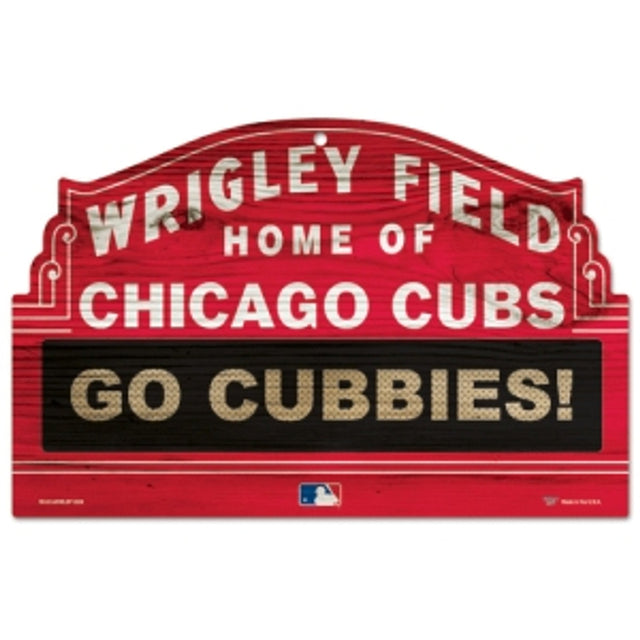 Letrero de madera de los Chicago Cubs de 11 x 17 pulgadas con diseño de Wrigley Field