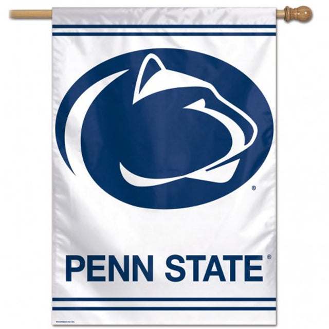 Banner de los Penn State Nittany Lions de 28 x 40 con diseño de fondo blanco vertical