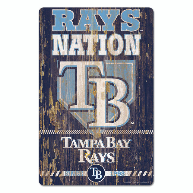 Letrero de madera de 11 x 17 de los Tampa Bay Rays con diseño de eslogan