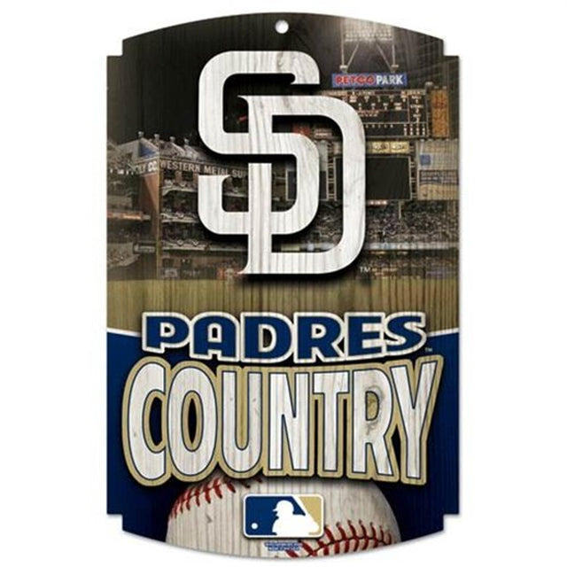 Letrero de madera de 11" x 17" con el texto "San Diego Padres Country"