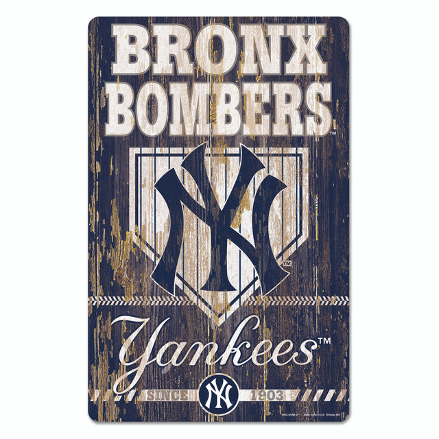 Letrero de madera de 11 x 17 de los Yankees de Nueva York con diseño de eslogan