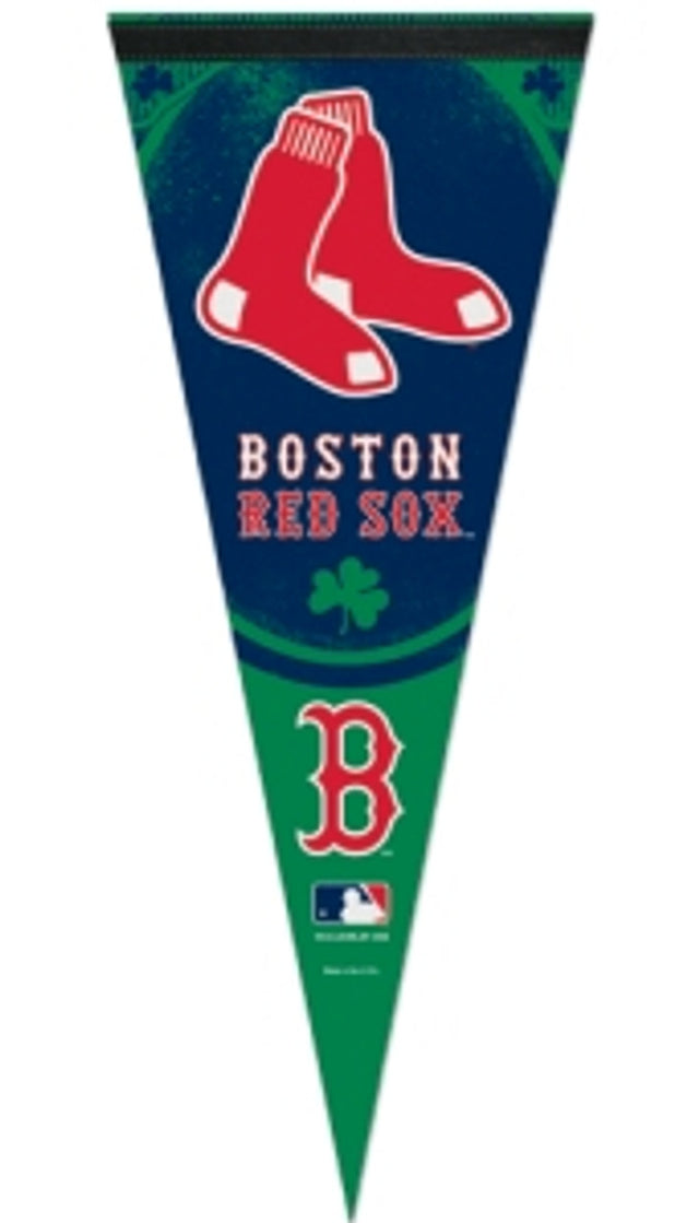 Banderín de los Boston Red Sox de 12 x 30, estilo premium, verde, con diseño de los Sox