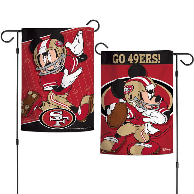 Bandera de los San Francisco 49ers de 12 x 18 pulgadas, estilo jardín, de Disney, de 2 lados