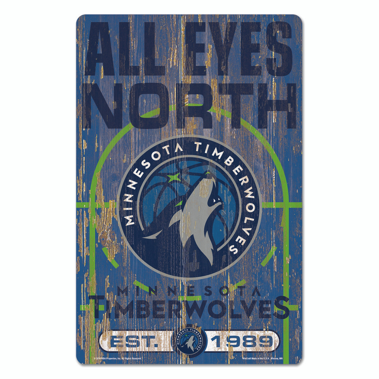 Minnesota Timberwolves Sign 11x17 Wood Slogan Design – Sports Fan Merch