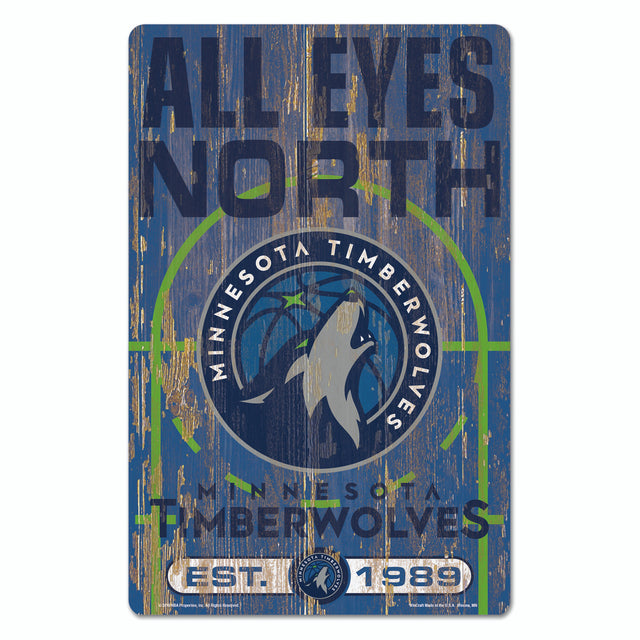 Minnesota Timberwolves Sign 11x17 Wood Slogan Design