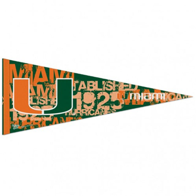 Banderín de los Miami Hurricanes de 12 x 30, estilo premium