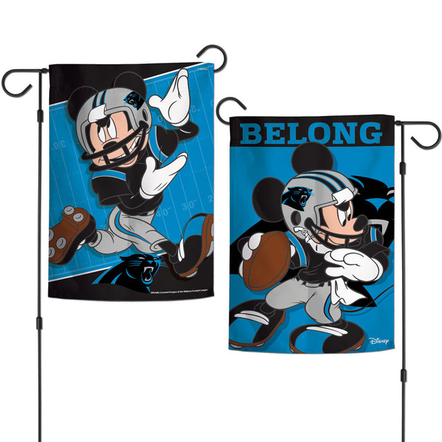 Bandera de los Carolina Panthers de 12 x 18 pulgadas, estilo jardín, de Disney, de 2 lados