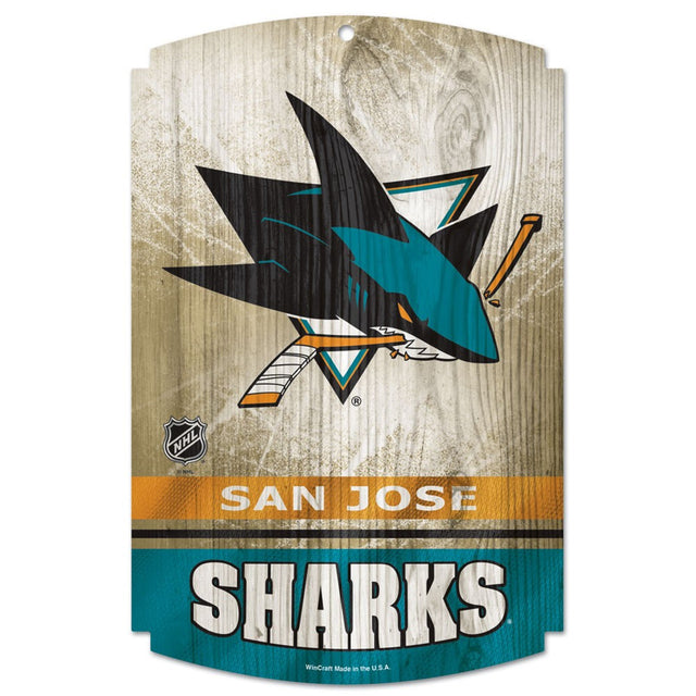 Letrero de madera de 11 x 17 de los San José Sharks