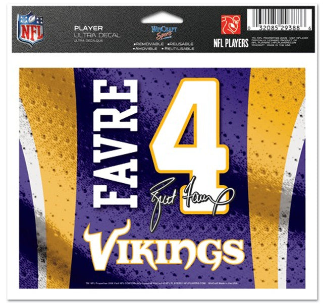 Minnesota Vikings Brett Favre Jersey Decal 5x6 Ultra Color