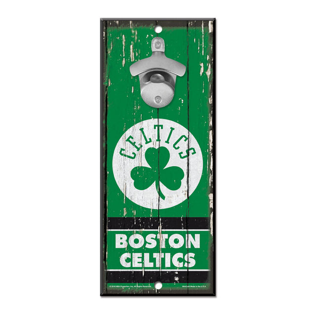 Boston Celtics Sign Wood 5x11 Bottle Opener