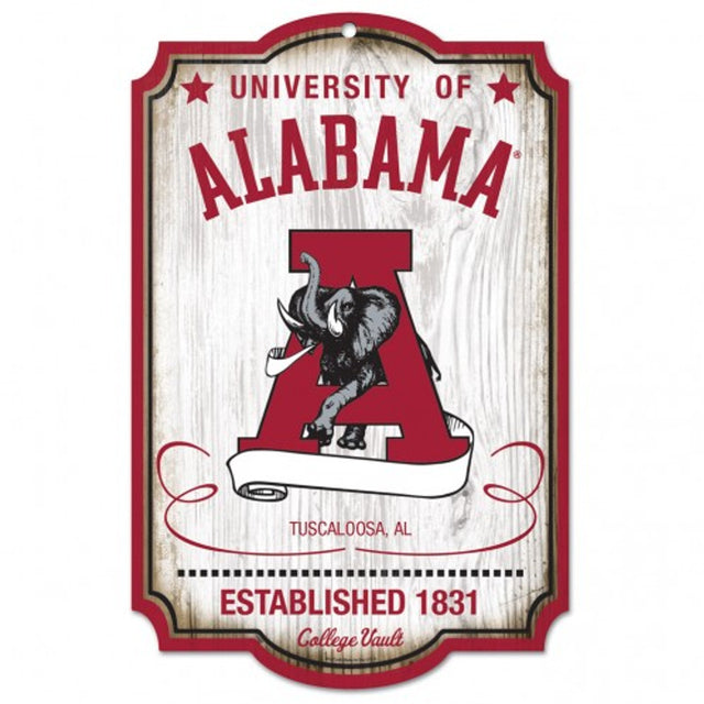 Letrero de madera de Alabama Crimson Tide - College Vault - 11" x 17"