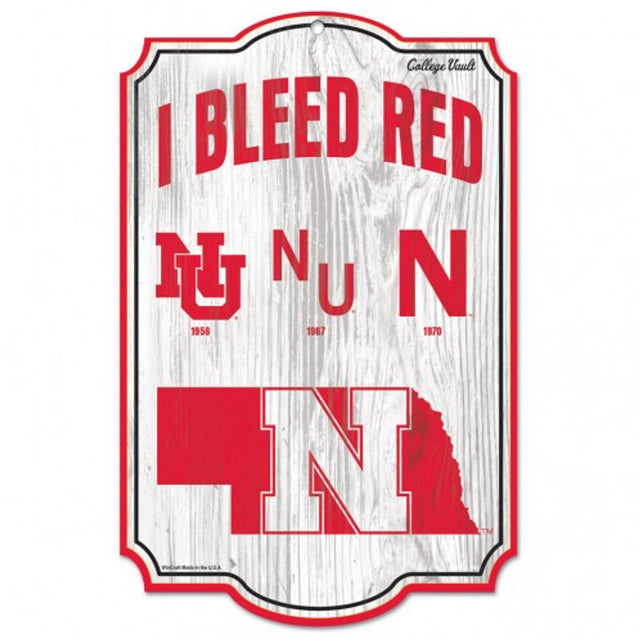 Letrero de madera de los Nebraska Cornhuskers: bóveda universitaria, 11" x 17"