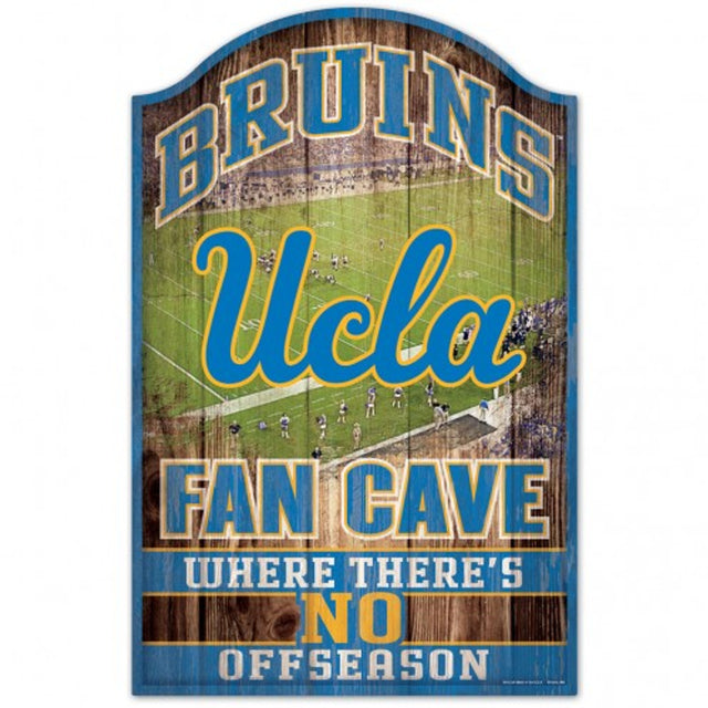 Letrero de madera de 11 x 17 de los Bruins de UCLA con diseño de cueva para fanáticos