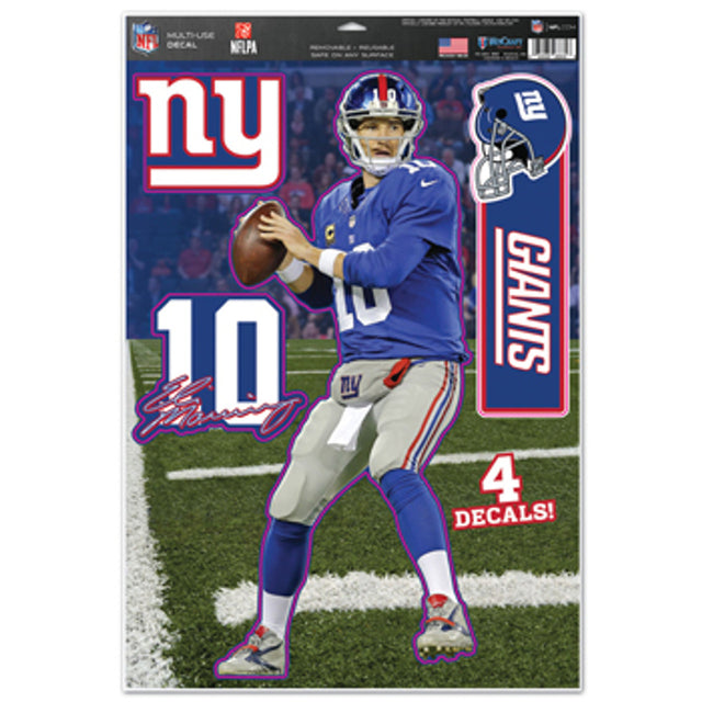 Calcomanía multiusos de Eli Manning de los New York Giants, 11 x 17