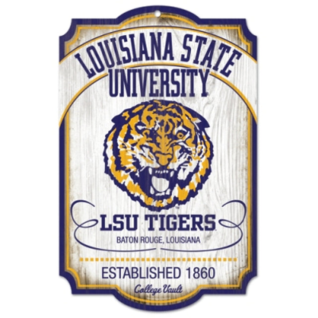 Letrero de madera de los LSU Tigers - College Vault