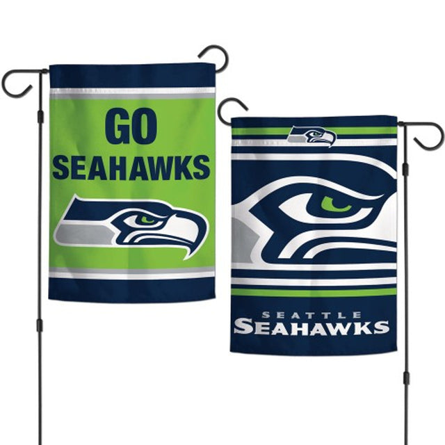 Bandera de los Seattle Seahawks de 12 x 18 pulgadas, estilo jardín, diseño de eslogan de dos caras