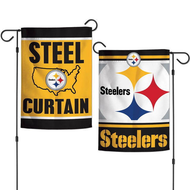 Pittsburgh Steelers Flag 12x18 Garden Style 2 Sided Slogan Design