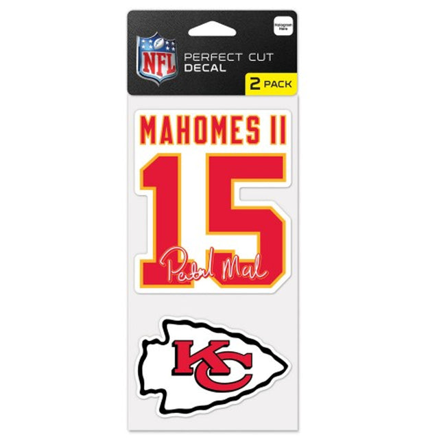 Juego de 2 calcomanías de los Kansas City Chiefs, corte perfecto, 4 x 4, diseño de Patrick Mahomes