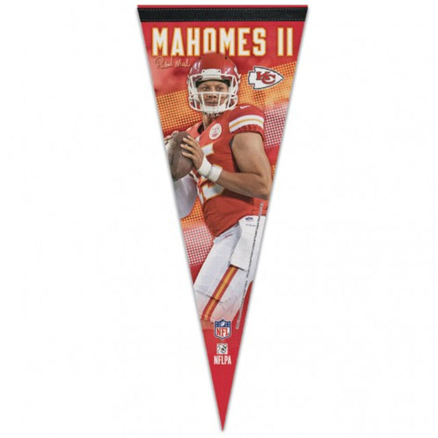 Banderín de los Kansas City Chiefs de 12 x 30, estilo premium, diseño de Patrick Mahomes II