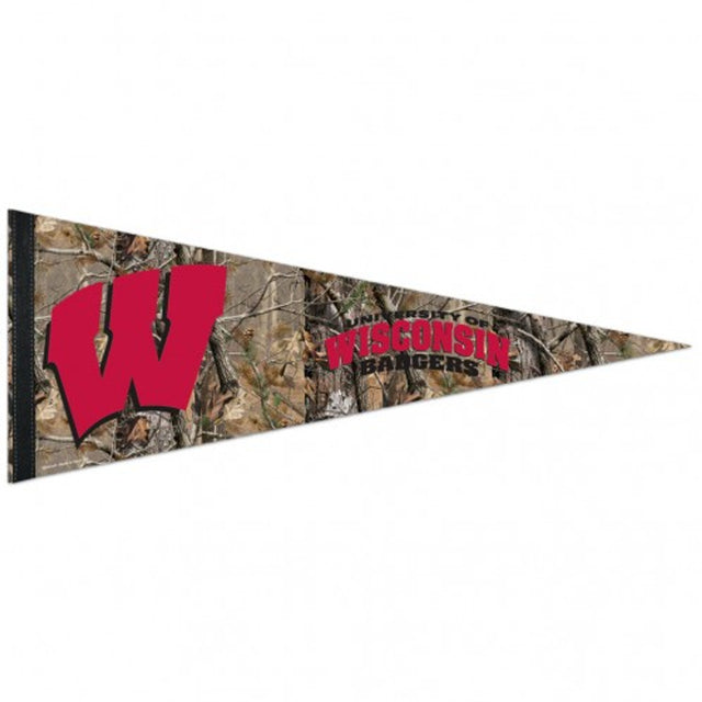 Banderín de Wisconsin Badgers de 12 x 30, estilo premium, diseño de camuflaje