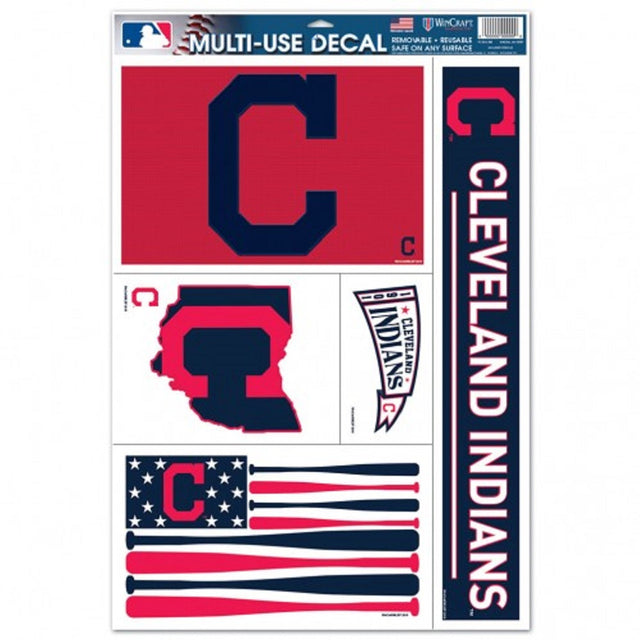 Calcomanía de los Cleveland Indians de 11 x 17, multiusos, 5 piezas